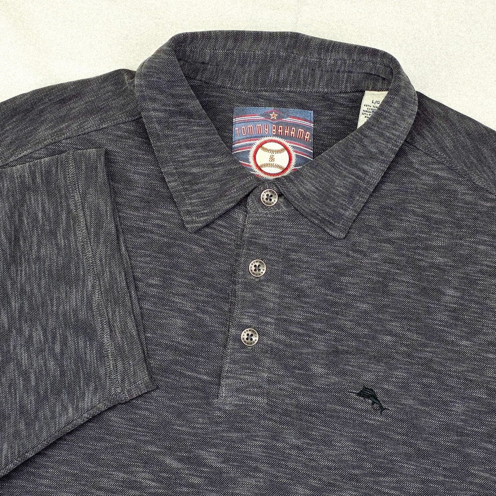Tommy Bahama Polo Mens Large Gray Detroit Tigers MLB Tencel Blend Short Sleeve - Picture 1 of 6